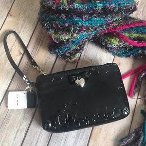COACH Signature Liquid Gloss Black Medium Wristlet